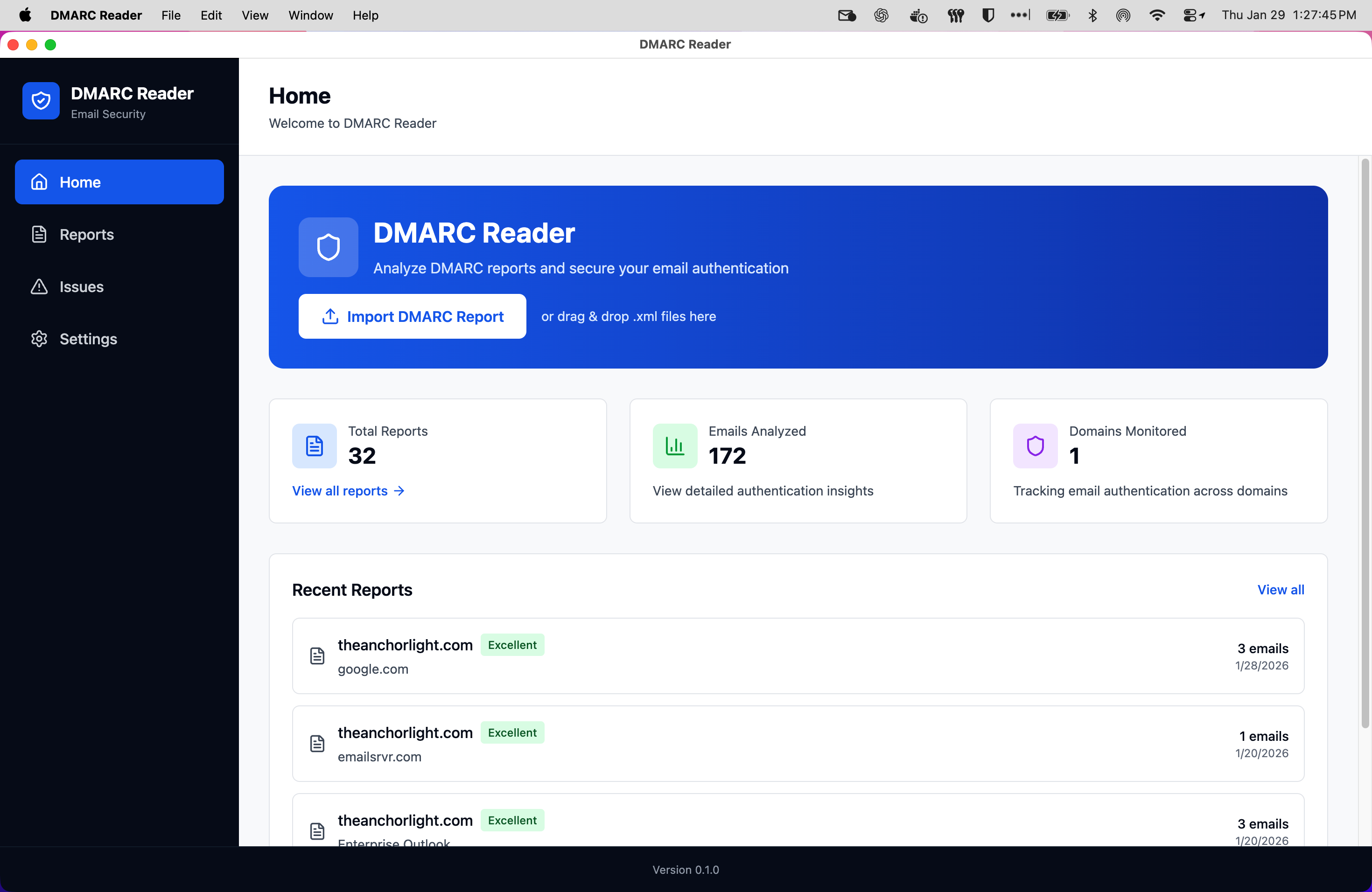 DMARC Reader Dashboard
