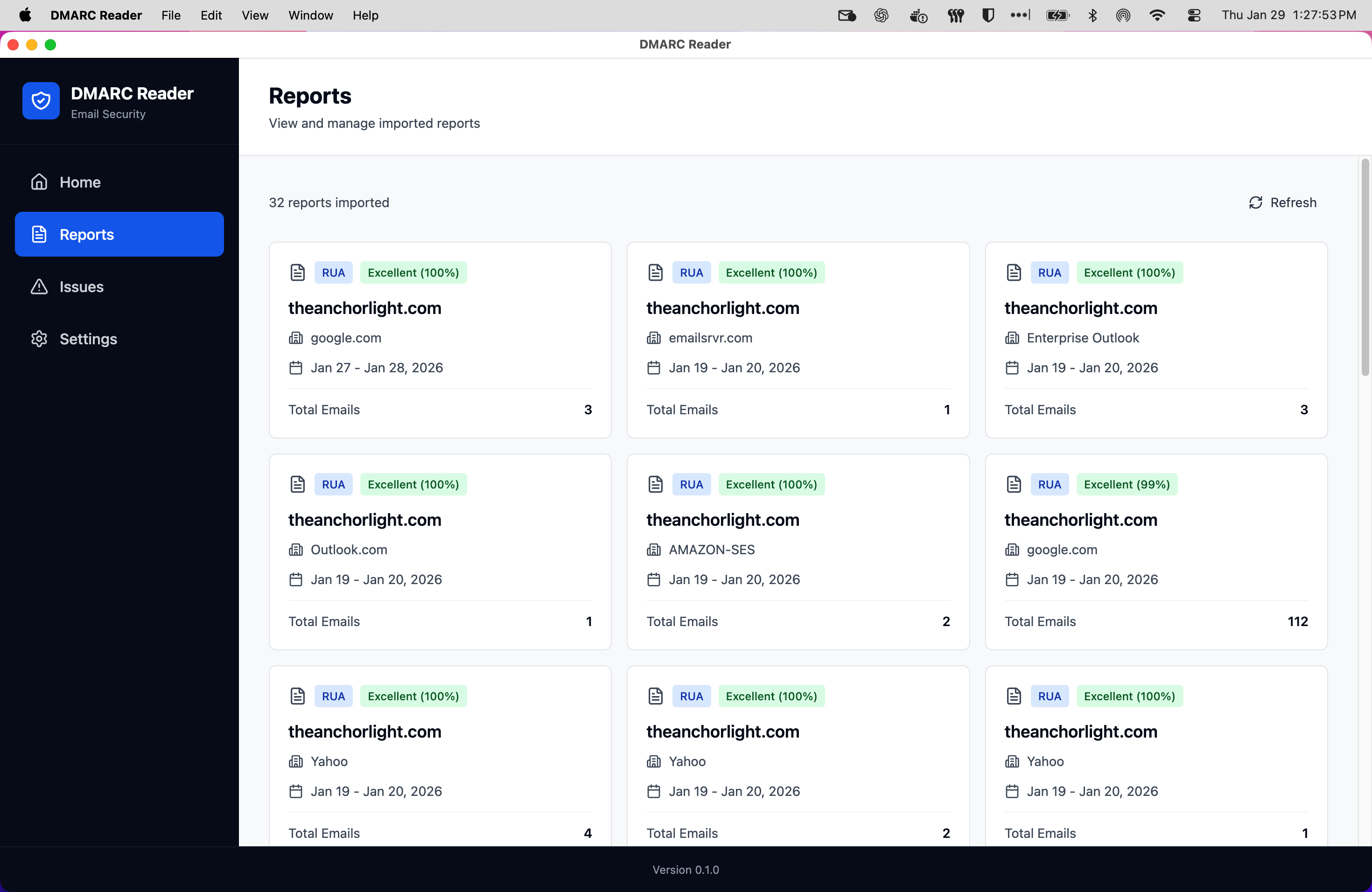 DMARC Reader Reports View