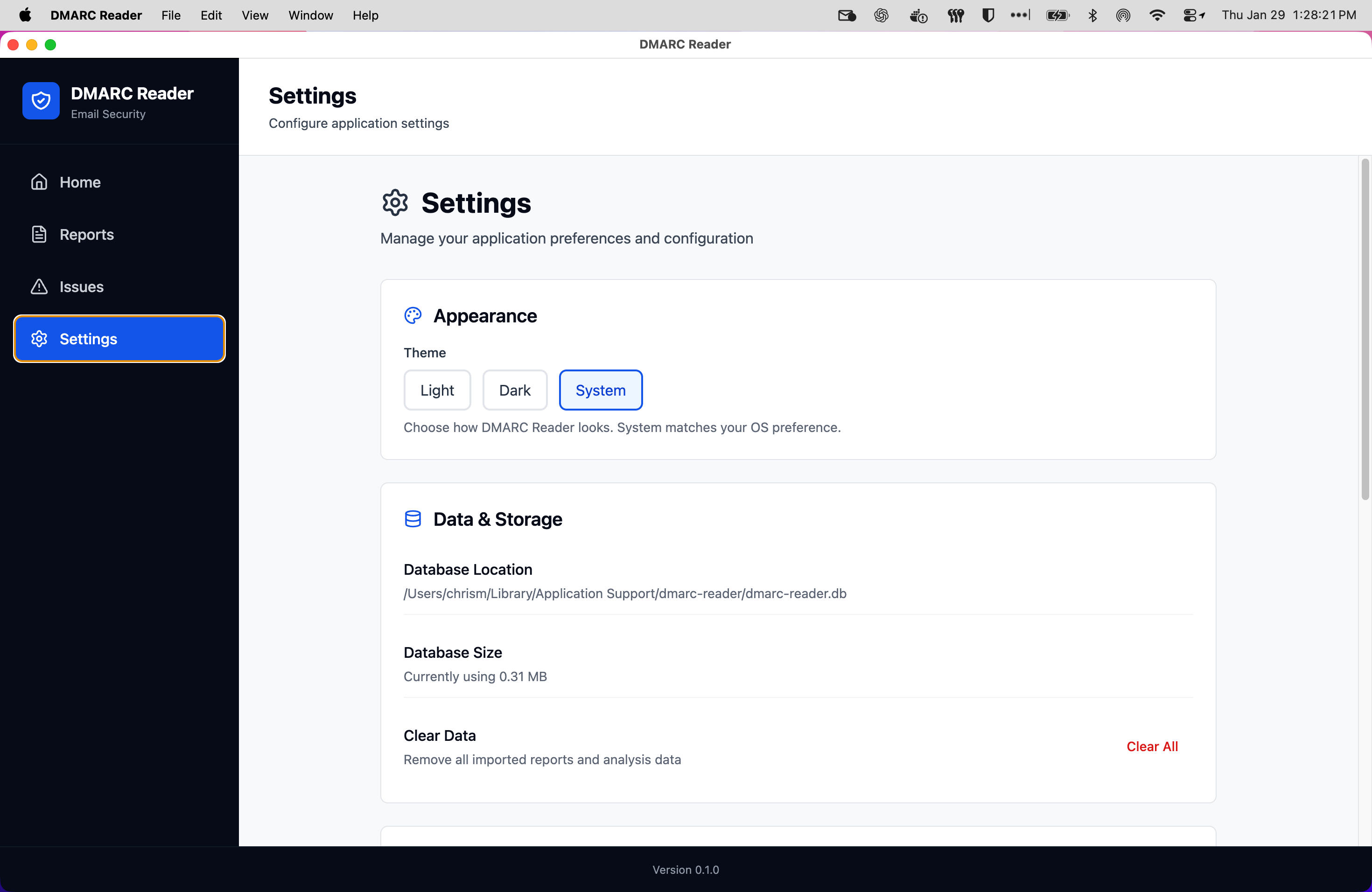 DMARC Reader Settings